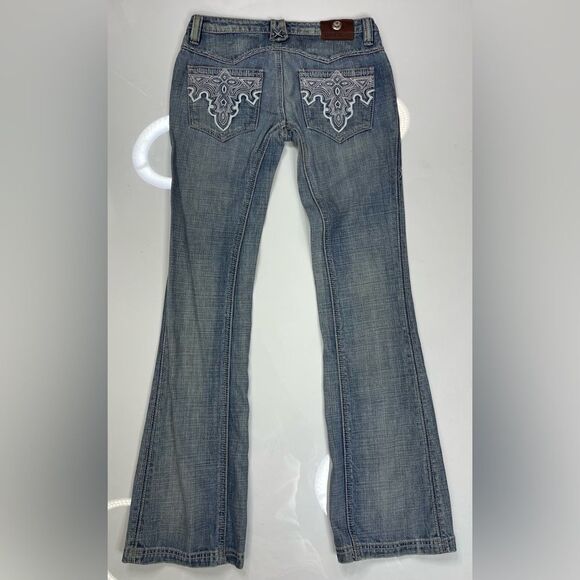 Antik Denim Jeans Women Size 28 Blue Pink Embroidered Pockets - Picture 1 of 16